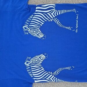 Vintage Blue The National Zoo Single Stitch Zebra Double Sided T-Shirt
